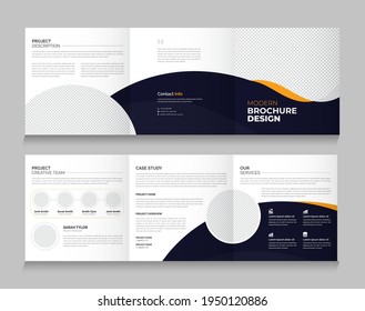  Square Abstract Brochure creative design. Multipurpose template with cover, back and inside pages. Trendy minimalist vector design. Square Trifold