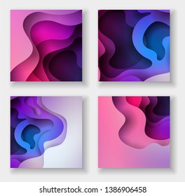 square abstract color 3d paper art illustration set. Contrast colors. Vector design layout for banners presentations, flyers, posters and invitations. Eps10.