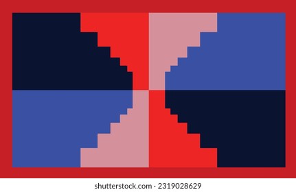 Square abstract decorative geometric for gift wrapping paper and for background template with red, blue, pink and black background colors