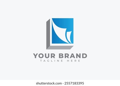 Square Abstract Document File Logo Design Element