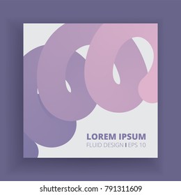 Square abstract fluid brochure template for cover, gift card, banner, flyer. Made in vector, eps 10