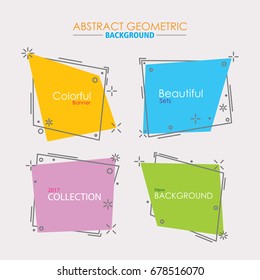  square abstract geometric banners. vintage and trendy backgrounds set.