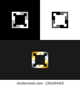 Square Abstract Gold Silver Icon Logo