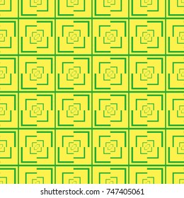 Square abstract green on yellow background. Fashion graphic design. Modern stylish texture. Colorful template for prints, textiles, wrapping, wallpaper, card, banner, business. Vector illustration