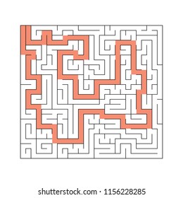 A square abstract labyrinth. An interesting and useful game for children and adults. A simple flat vector illustration on a white background. With the decision