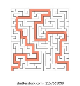 A square abstract labyrinth. An interesting and useful game for children and adults. A simple flat vector illustration on a white background. With the decision
