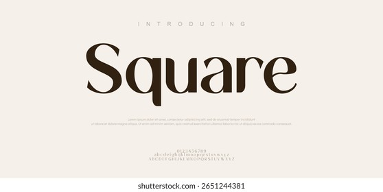 Square Abstract luxury font alphabet logo. Typography minimalist urban sans serif digital fashion future creative logos fonts. vector illustration