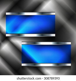 The square abstract metallic background with banners