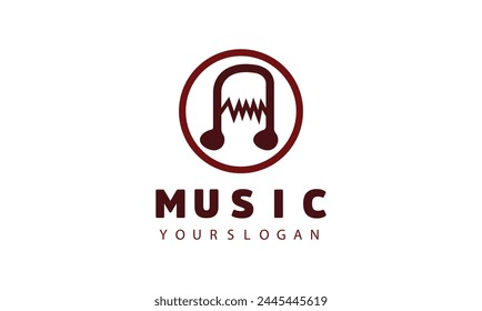 square abstract music note vector icon.