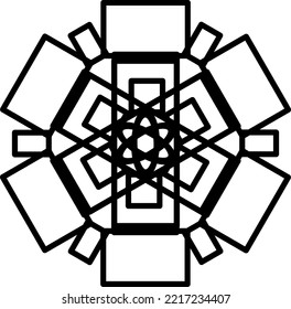 square abstract pattern. Monochrome  vector ornament. Mandala 