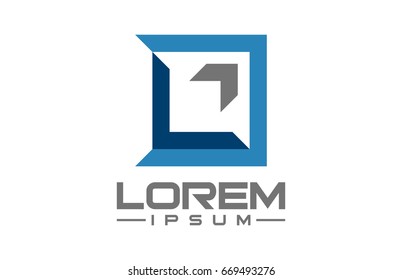 square abstract ribbon arrow up logo