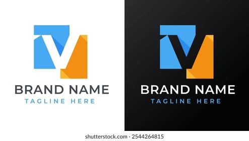 Square Abstract Shape on Letter V Logo Inspiration. Initial Letter V with Abstract Shape Logo Design. Abstract Shape Symbol for Corporate Business Identity. Alphabet Vector Logo Illustration