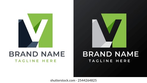 Forma abstrata quadrada em letra V Logo Inspiration. Letra inicial V com design de logotipo de forma abstrata. Símbolo de Forma Abstrata para Identidade Empresarial Corporativa. Ilustração de logotipo de vetor de alfabeto