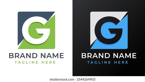 Square Abstract Shape on Letter G Logo Design Inspiration. Initial Letter G with Abstract Shape Logo Design. Abstract Shape Symbol for Corporate Business Identity. Alphabet Vector Logo Illustration