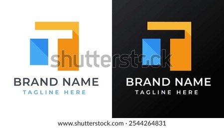 Square Abstract Shape on Letter T Logo Inspiration. Initial Letter T with Abstract Shape Logo Design. Abstract Shape Symbol for Corporate Business Identity. Alphabet Vector Logo Illustration