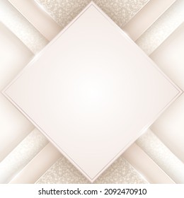 Papel geométrico resplandeciente cuadrado y brillante cortando fondo en colores suaves y claros con líneas doradas, brillo y espacio de copia. Modelo de lujo moderno y de alta calidad realista con un lugar para el texto