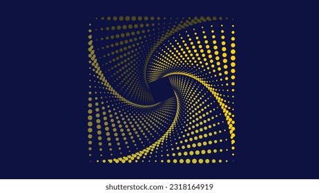 Square abstract spiral background in dark blue color.