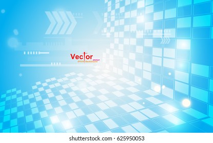 Square abstract technology background blue modern