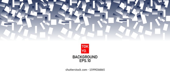 Square Сolored abstract template design on Tokyo typography 