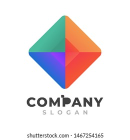 square abstract vibrant logo template.  Colorful modern minimalist company design.