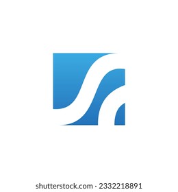 Imagen vectorial del logotipo de la compañía de ondas abstractas cuadradas
