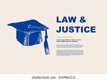 Límite académico cuadrado. Concepto de justicia jurídica. Conjunto de afiches de jurisprudencia en un diseño abstracto. Escena para aprender derecho, estudiar jurisprudencia. Perfecto para afiches, portadas, pancartas.