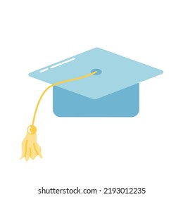 Square academic cap, graduate headdress, vector flat illustration on white background.