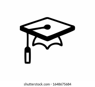 Tapa o graduación académica cuadrada que aisló vectores en blanco y negro para logo, letrero, aplicaciones o sitio web