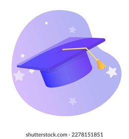 Square academic cap in honor of the completion of the educational institution.