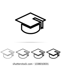 square academic cap icon in different shapes, thickness. Simple thin line, outline vector of education icons for UI and UX, website or mobile application