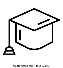 Square academic cap icon. Outline square academic cap vector icon for web design isolated on white background