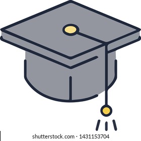 Square academic cap icon in trendy flat style isolated on white background. Square academic cap symbol. Vector illustration