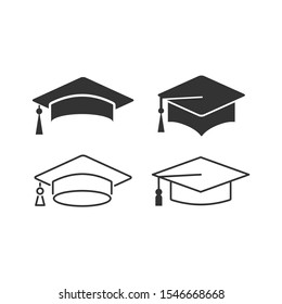 Square academic cap Icon vector sign isolated for graphic and web design. graduate cap symbol template color editable on white background.