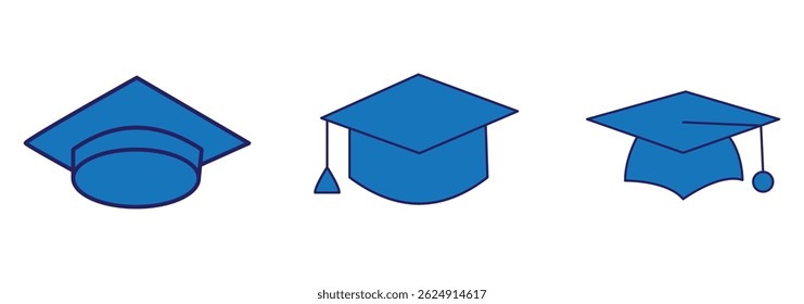 Square academic cap icon Vector logo outline