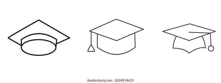 Square academic cap icon Vector logo outline