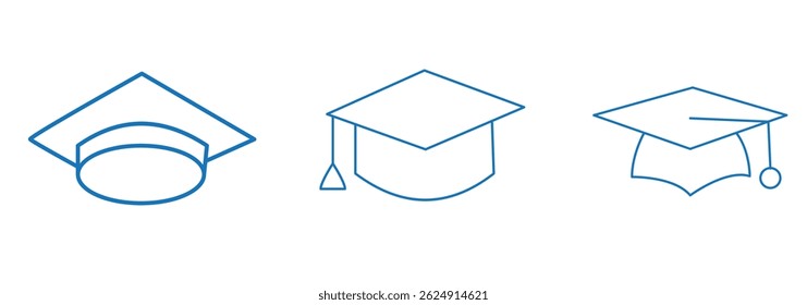 Square academic cap icon Vector logo outline