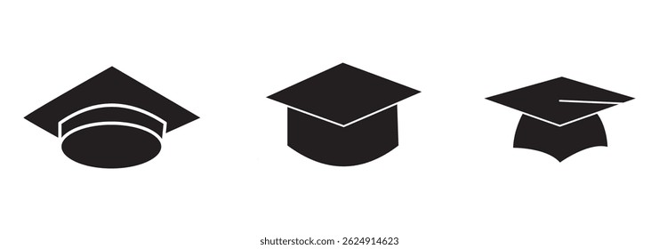 Square academic cap icon Vector logo outline