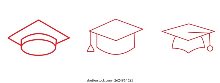 Square academic cap icon Vector logo outline