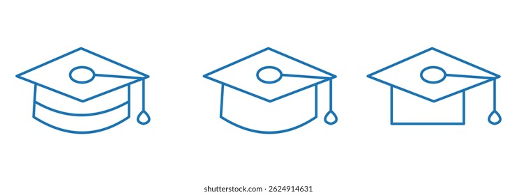 Square academic cap icon Vector logo outline