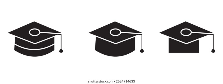 Square academic cap icon Vector logo outline