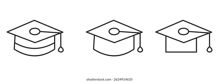 Square academic cap icon Vector logo outline