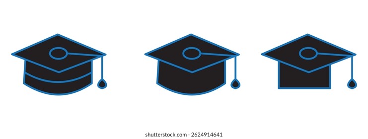 Square academic cap icon Vector logo outline