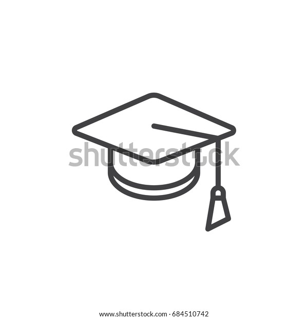 Square Academic Cap Line Icon Outline Vector Sign Linear Style Pictogram Isolated On White Mortarboard Graduation