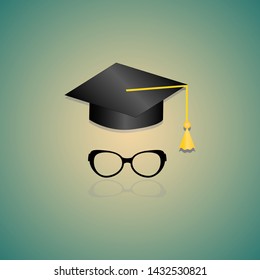 Square academic cap, oxford cap vector abstract image