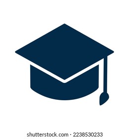 Square academic cap silhouette icon. Graduation cap. Vector.