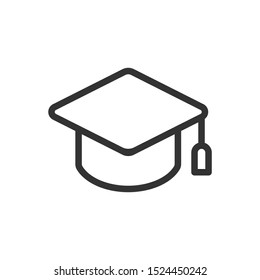 Square Academic Cap, Simple Graduate Cap Outline Icon