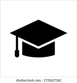 Square academic cap, Simple graduate cap silhouette icon vector illustration