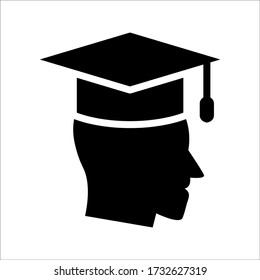 Square academic cap, Simple graduate cap silhouette icon vector illustration