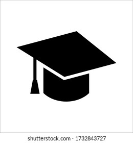 Square academic cap, Simple graduate cap silhouette icon vector illustration