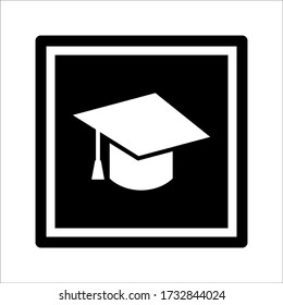 Capa académica cuadrada, ilustración vectorial de la silueta del icono del título simple